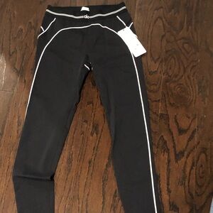 ALO Yoga Black Leggings with Sporty White Trim